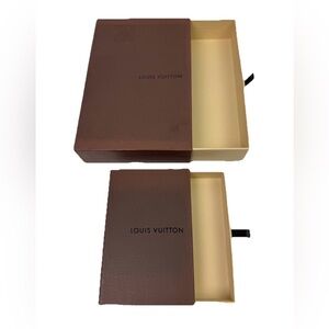 Lot Of 2 Louis Vuitton LV Brown Pull Out Drawer W/Leather Handle Gift Box Only